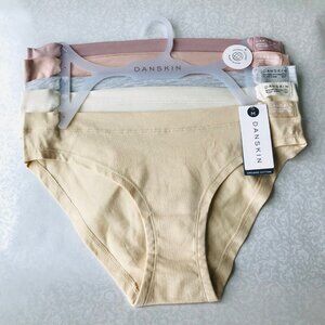 Danskin Intimates, Organic Cotton  95%  Bikinis Panties  , 5 Pack , Size : M